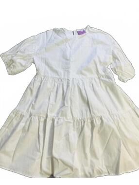White Tiered Puff Sleeve Dress Size Small